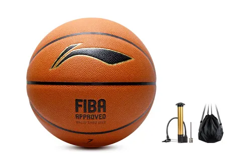 LiNing Li Ning Microfiber Synthetic Basketball FIBA International Basketball Federation Certified Anti-slip and Wear-Resistant Red Brown No. 7 Ball Training