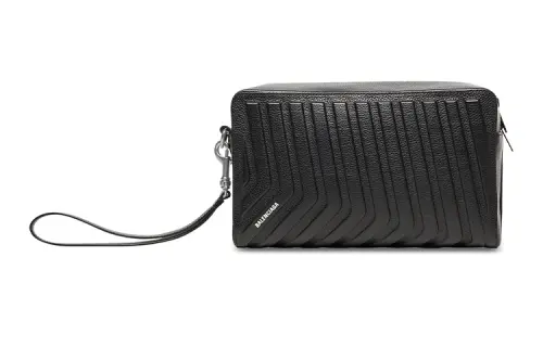 Balenciaga Grain Calfskin Toiletry Bag Men's Black