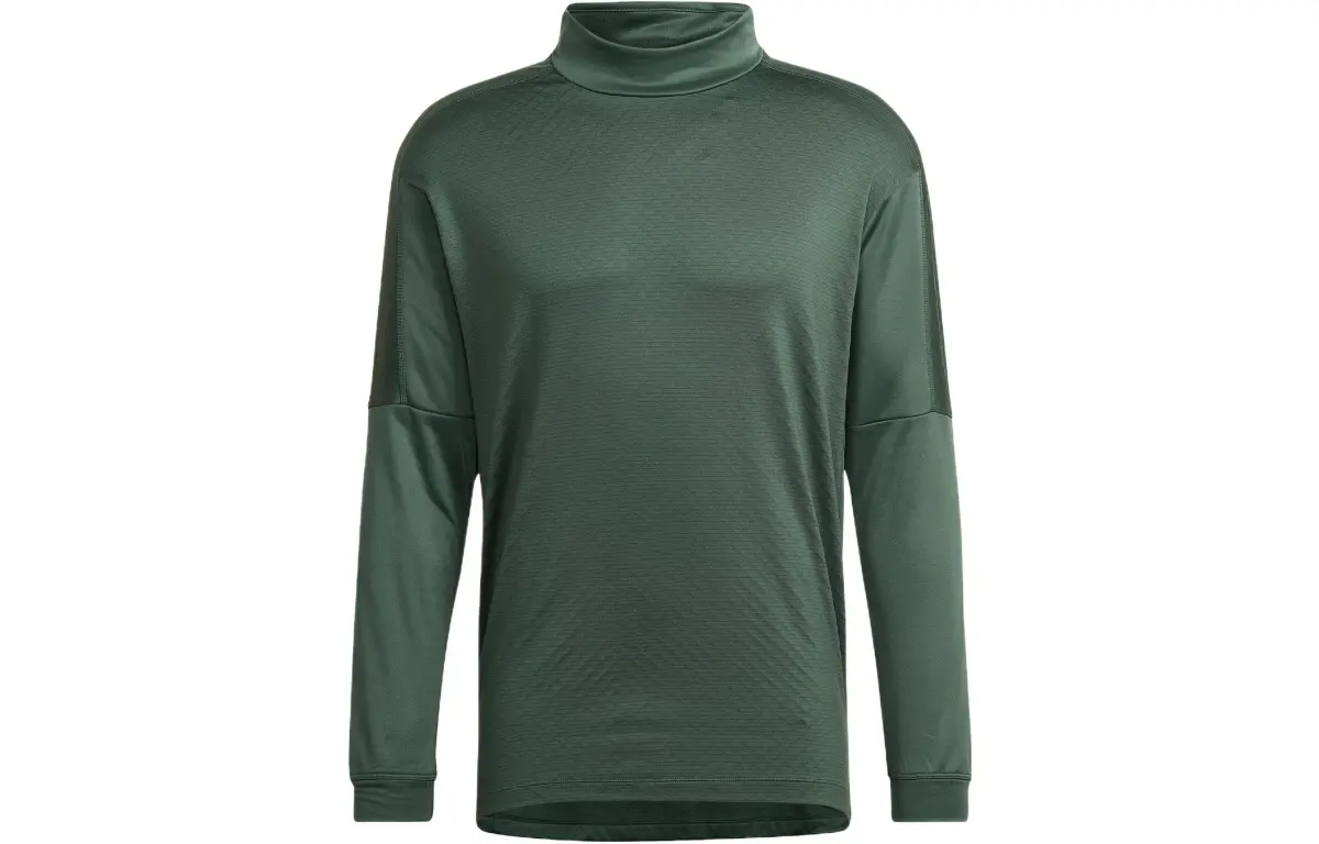 Adidas T-Shirts Men's Green Stand Collar Moderate Straight Fit