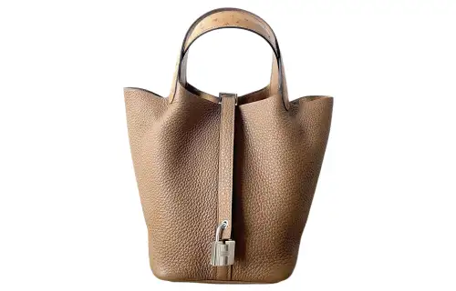 HERMES Picotin Lock Taurillon Clemence Leather With Ostrich Leather Basket Bag, Bucket Bag, Handbag 18 Women's