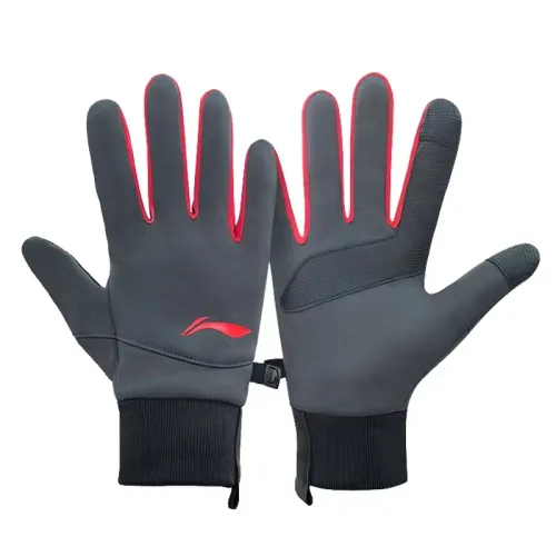 Li Ning Cycling Cold Resistant Wind Resistant Thermal Fleece Lined Touchscreen Polyester/Elastane/PU Sports Gloves