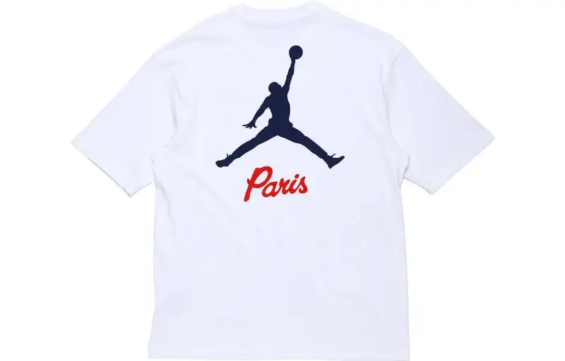 Jordan T Shirts Men's White Crew Neck Moderate Straight Fit