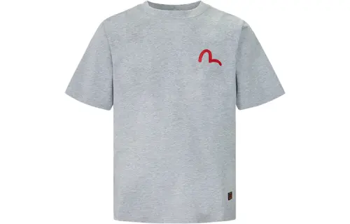 EVISU T Shirts Men's Heather Gray Crew Neck Moderate Straight Fit