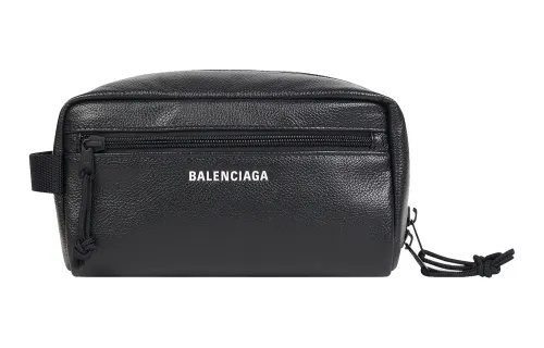 Balenciaga Explorer Grain Calfskin Clutch Toiletry Bag Regular Men's Black
