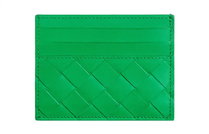 Bottega Veneta Cow Leather Card Holder Men's Parrot Green