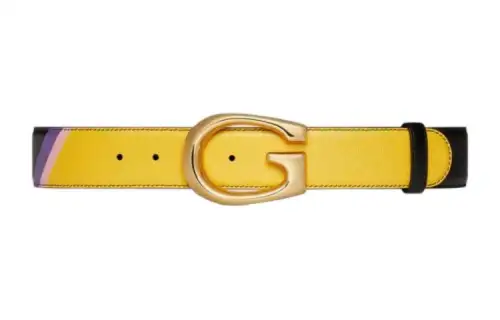 GUCCI G Leather Belts Unisex Yellow Black