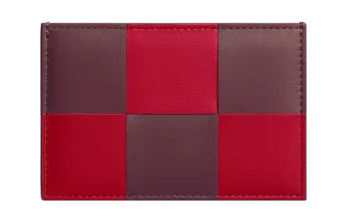 Bottega Veneta Cow Leather Card Holder Women's Apple Candy Red/Barolo Burgundy