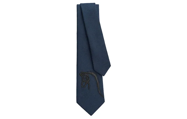 HERMES Premium Business Tie Men's Dark Blue