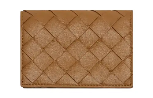 Bottega Veneta Sheepskin With Cow Leather Card Holder Women's Caramel Brown