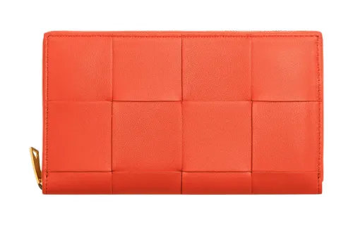 Bottega Veneta Sheepskin Wallet Large Women's Bright Orange