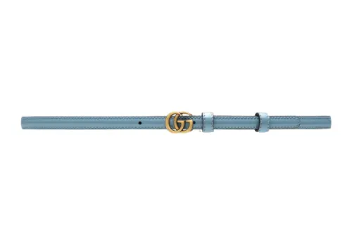 GUCCI GG Marmont Leather Belts Women's Light Blue Width 1.2cm