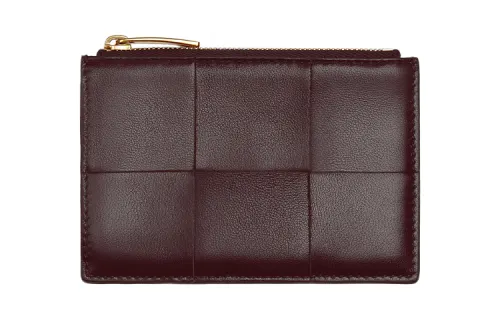 Bottega Veneta Lambskin With Calfskin Wallet, Card Holder Women's Grape Purple