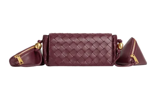 Bottega Veneta Sheepskin One Shoulder Crossbody Clutch Women's Barolo Burgundy