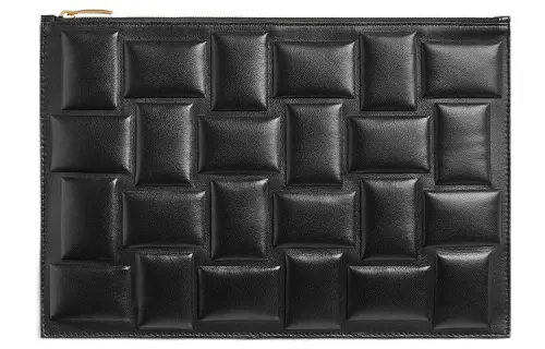 Bottega Veneta Lambskin With Calfskin Clutch Medium Women's Black