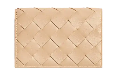 Bottega Veneta Lambskin Card Holder Women's Almond