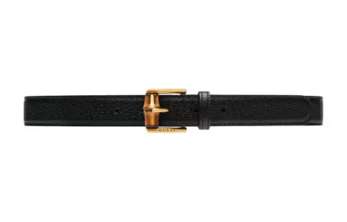 GUCCI Bamboo Leather Belts Women's Black Width 3cm