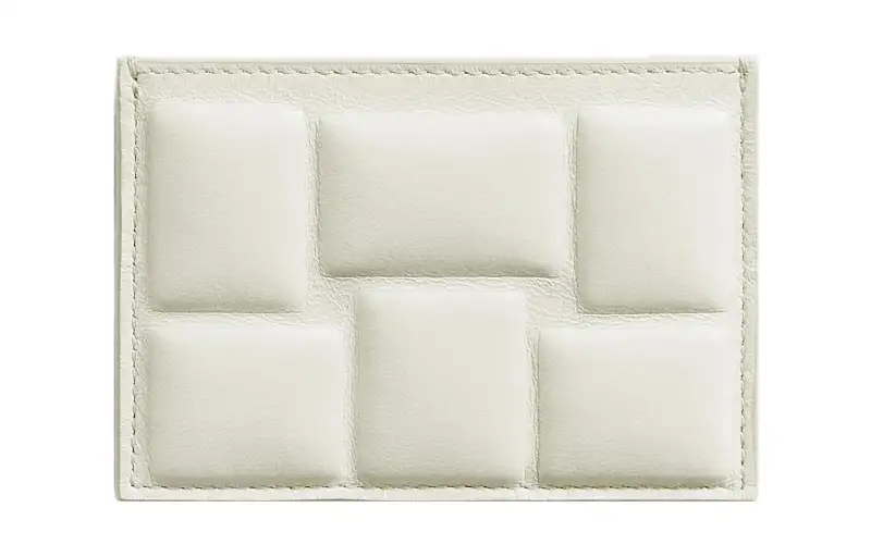 Bottega Veneta Lambskin With Calfskin Card Holder Men's Chalk White