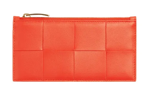 Bottega Veneta Sheepskin Card Holder Women's Dawn Red