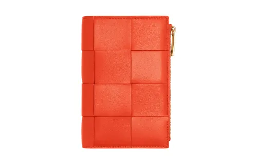 Bottega Veneta Lambskin Wallet Medium Women's Orange