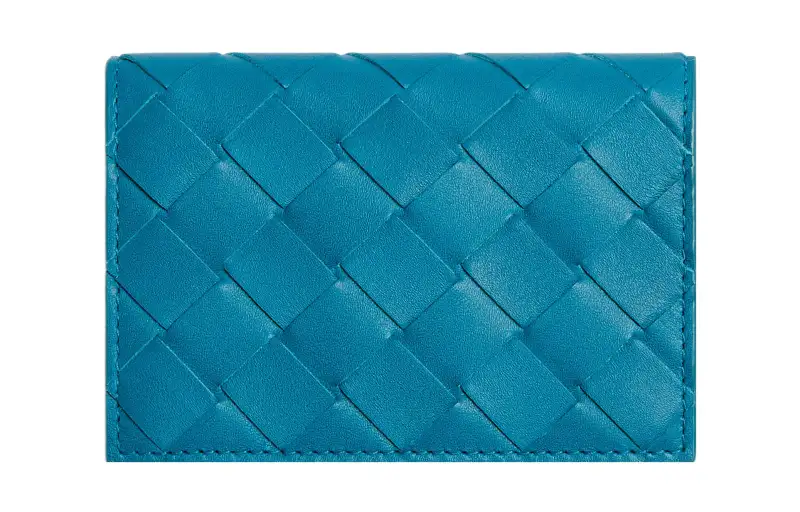 Bottega Veneta Cow Leather Card Holder Men's Blue