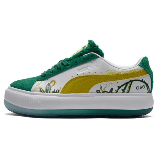 PUMA Suede Skateboarding Shoes Women's Low-top Verdant Green