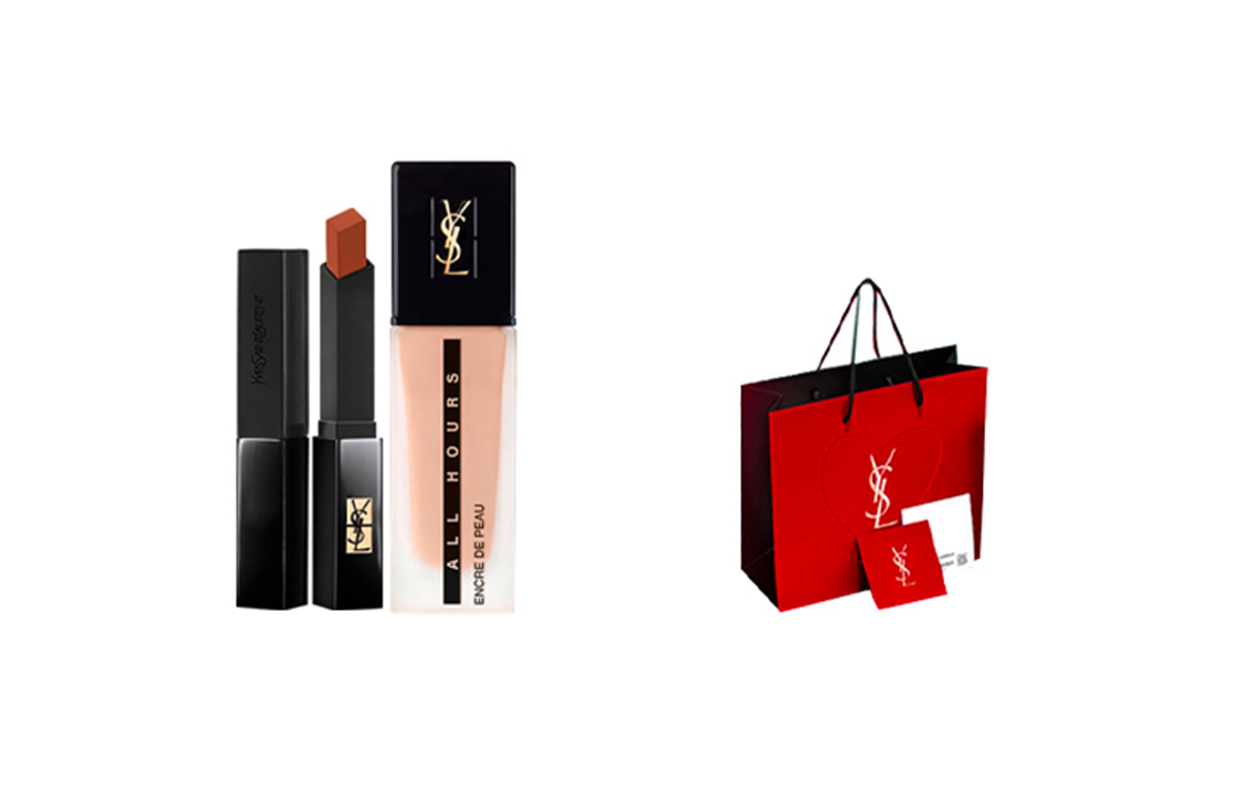 YSL, makeup primer, set, concealer, lipstick, red foundation, natural and permanent formula, 25 ml