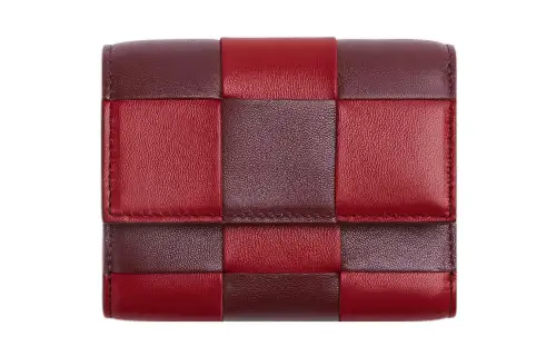 Bottega Veneta Cow Leather Wallet Small Women's Apple Candy Red/Barolo Burgundy