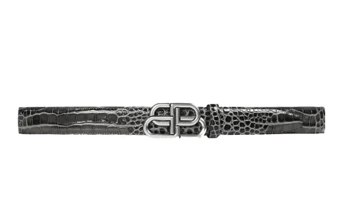 large Bb crocodile-embossed belt