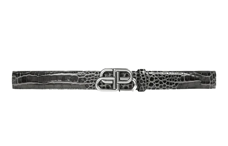 large Bb crocodile-embossed belt
