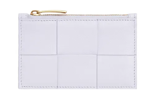 Bottega Veneta Sheepskin With Cow Leather Card Holder, Wallet Women's Washable Joyful Purple