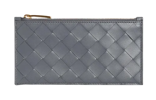 Bottega Veneta Sheepskin Wallet, Card Holder Women's Gray
