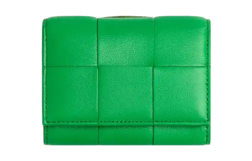 Bottega Veneta Lambskin With Cow Leather Card Holder Women's Green
