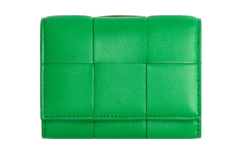 Bottega Veneta Lambskin With Cow Leather Card Holder Women's Green