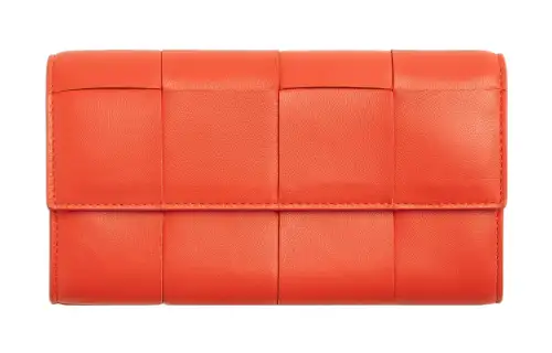 Bottega Veneta Sheepskin Wallet Large Women's Orange