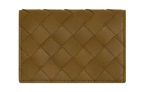 Bottega Veneta Cow Leather Business Card Holder Men's Dark Brown