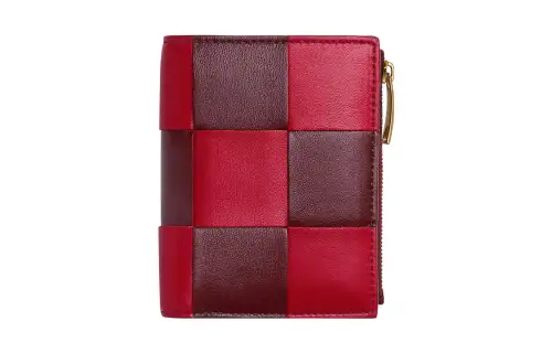Bottega Veneta Cow Leather Wallet Small Women's Apple Candy Red/Barolo Burgundy