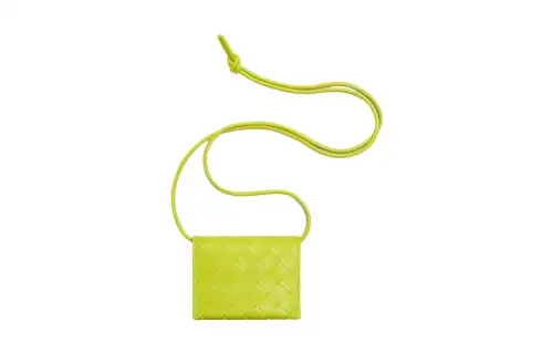Bottega Veneta Lambskin With Cow Leather Card Holder, Wallet Women's Bright Yellow