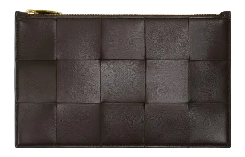 Bottega Veneta Sheepskin With Cow Leather Clutch Women's Dark Brown