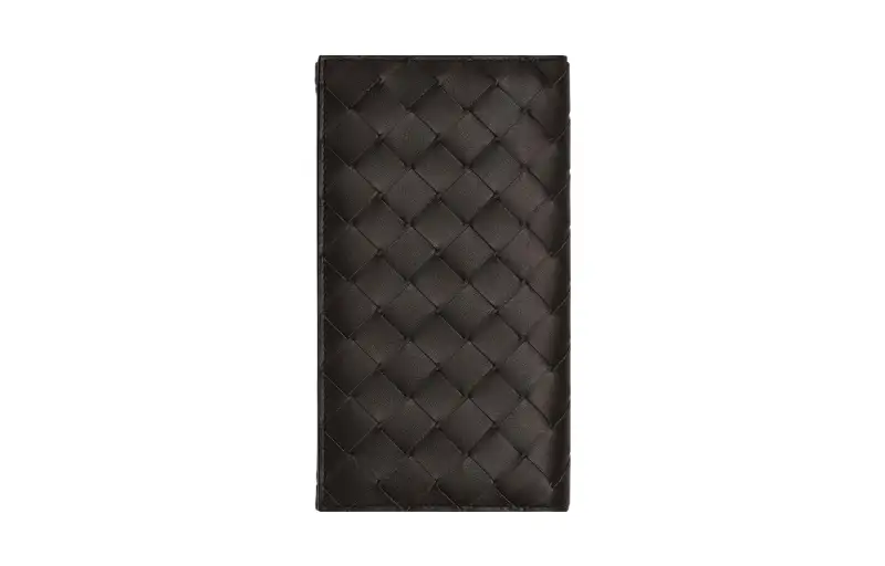 Bottega Veneta Cow Leather Wallet Large Men's Chocolate Brown/Sparkling Blue