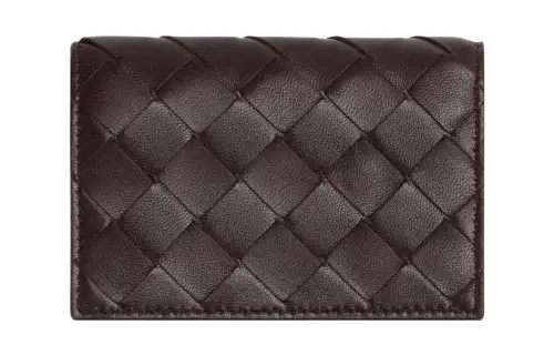 Bottega Veneta Sheepskin Card Holder Women's Dark Brown