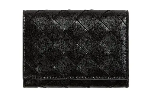Bottega Veneta Lambskin With Calfskin Card Holder Women's Black