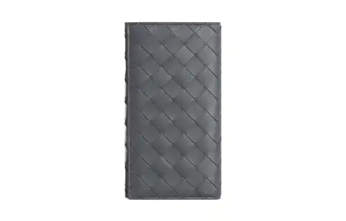 Bottega Veneta Cow Leather Wallet Large Men's Gray/Blue
