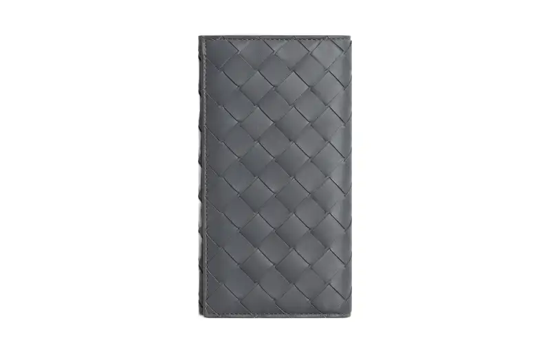 Bottega Veneta Cow Leather Wallet Large Men's Gray/Blue
