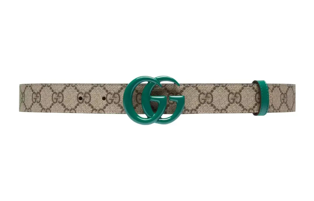 GUCCI GG Marmont Leather Belts Men's Beige/Ebony Width 2.5cm