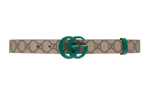GUCCI GG Marmont Leather Belts Men's Beige/Ebony Width 2.5cm