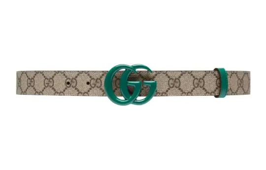 GUCCI GG Marmont Leather Belts Men's Beige/Ebony Width 2.5cm