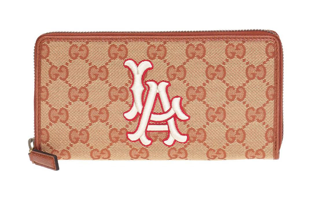 GUCCI MLB Collaboration Canvas Wallet Unisex Brown