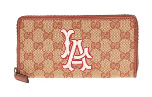GUCCI MLB Collaboration Canvas Wallet Unisex Brown