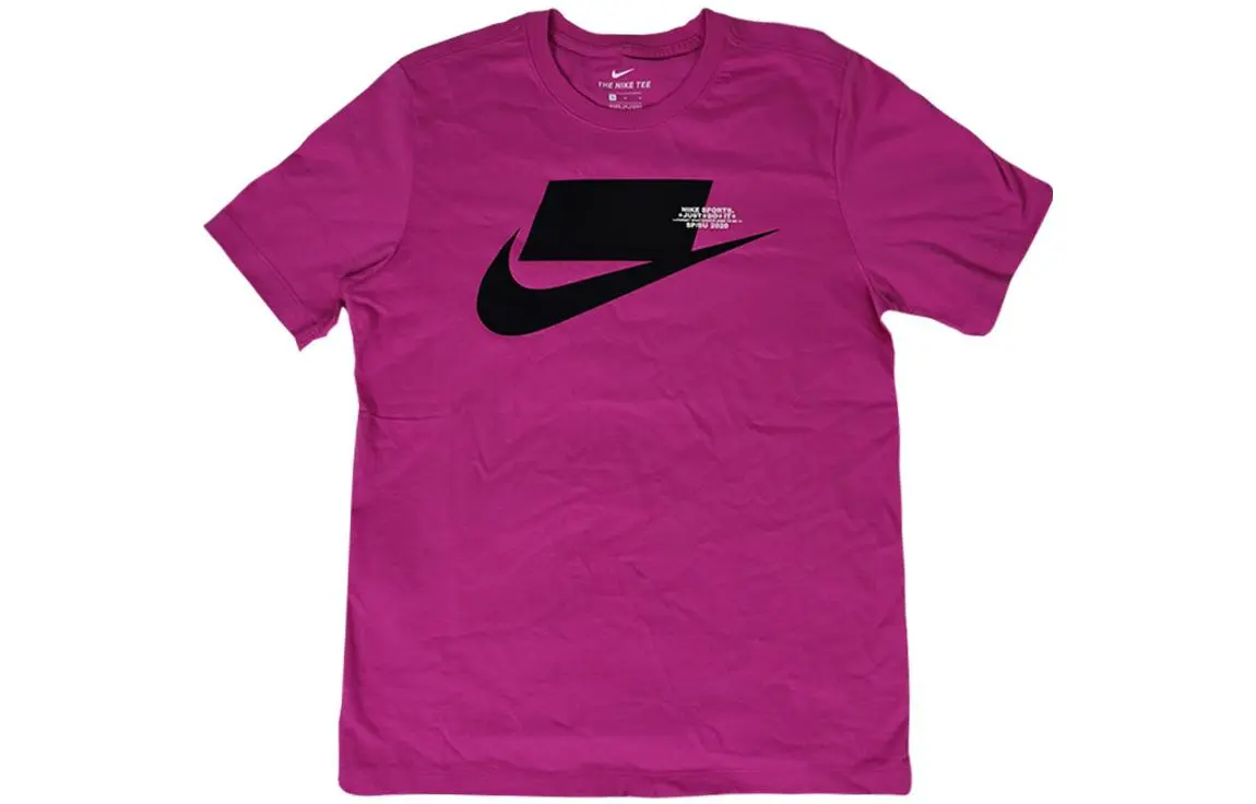 Nike T-Shirts Men's Purple Crew Neck Moderate Straight Fit