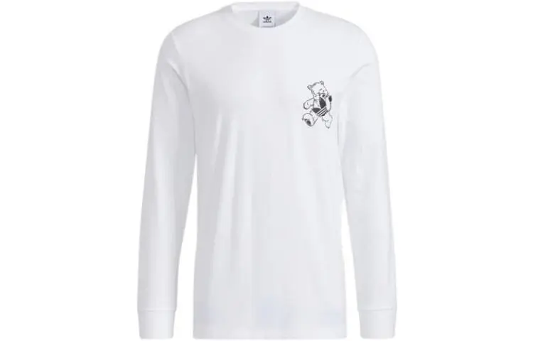 Adidas Originals T-Shirts Men's White Crew Neck Moderate Straight Fit